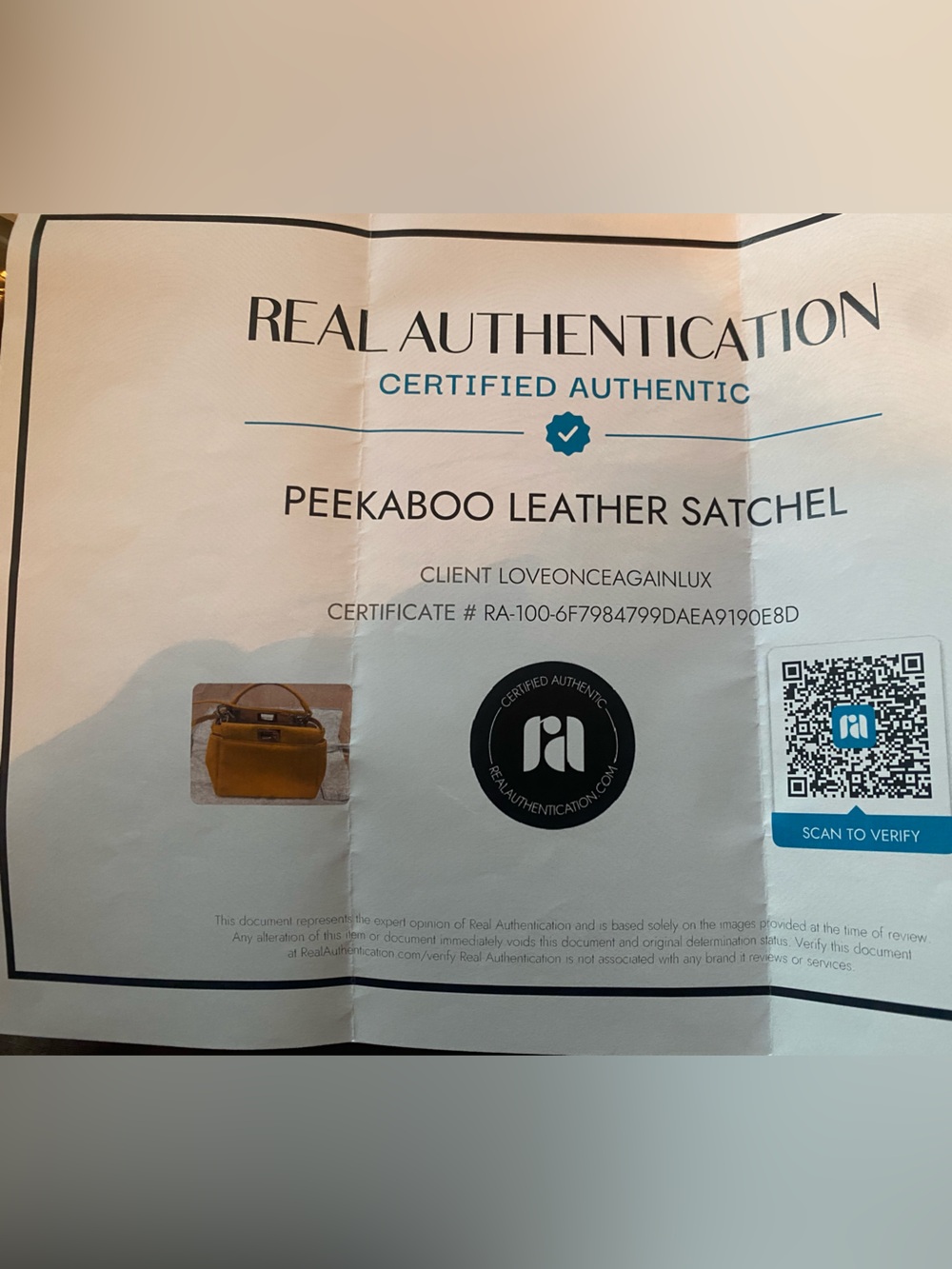 Fendi  peekaboo bag Nappa soft Leather. Comes with Certified authentication. - Picture 17 of 17